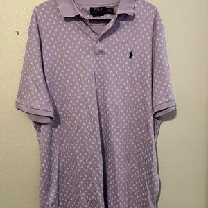 Polo Ralph Lauren Shirt Mens Size XL Purple Mini Paisley Classic Fit Soft Cotton